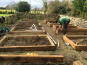 Raised Vegetable Beds - Construction using Oak Sleepers and Oak Pegs